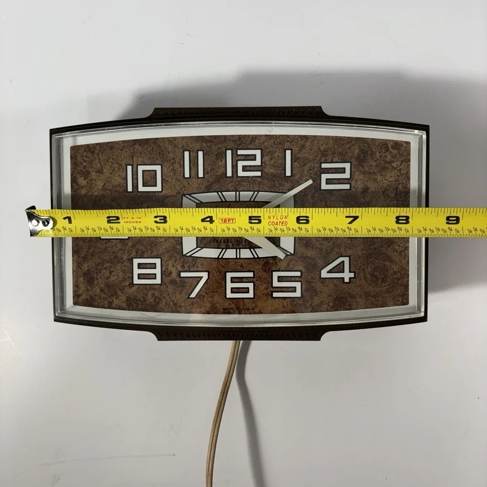 GE Retro 1970s Analog Electric Wall Clock Brown
